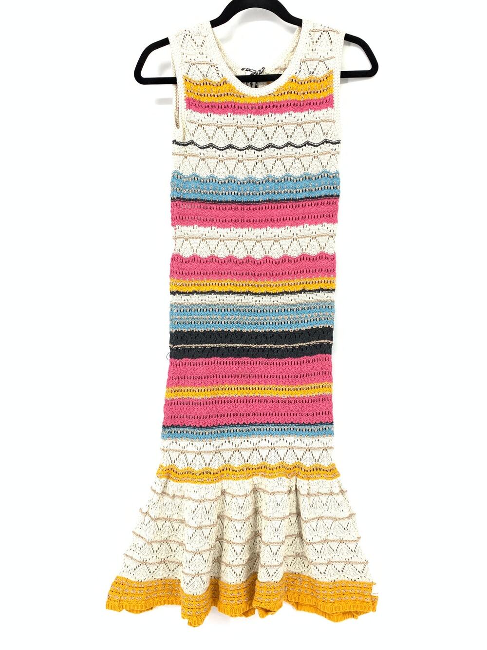 Odd Molly Dress Women's Size 0 US XS Multicolor Crochet Sleeveless Flounce Hem